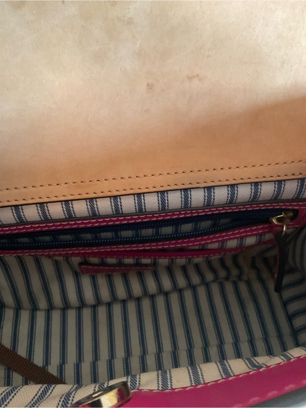 Dooney & Bourke Hot Pink and Tan Woven Tote - Picture 12 of 16